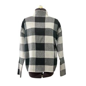 Tahari Mock Funnel Neck Checkered Green/Cream/Black Turtleneck Sweater Size S